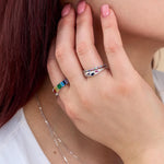Organic Texture Multicolour Confetti Irregular CZ Dome Ring