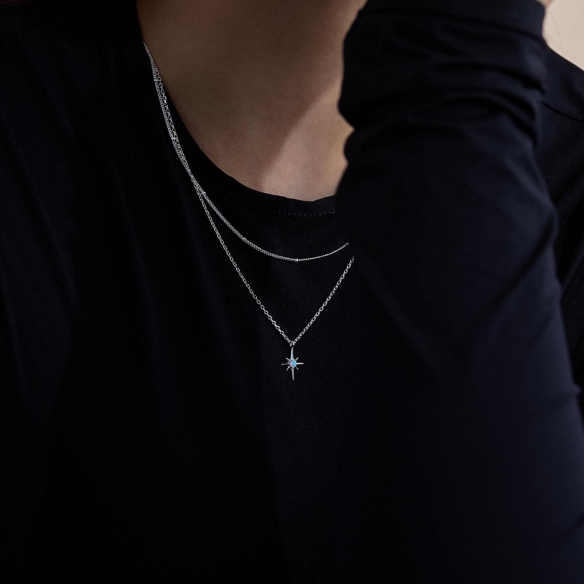 Blue Opal North Star Pendant Necklace