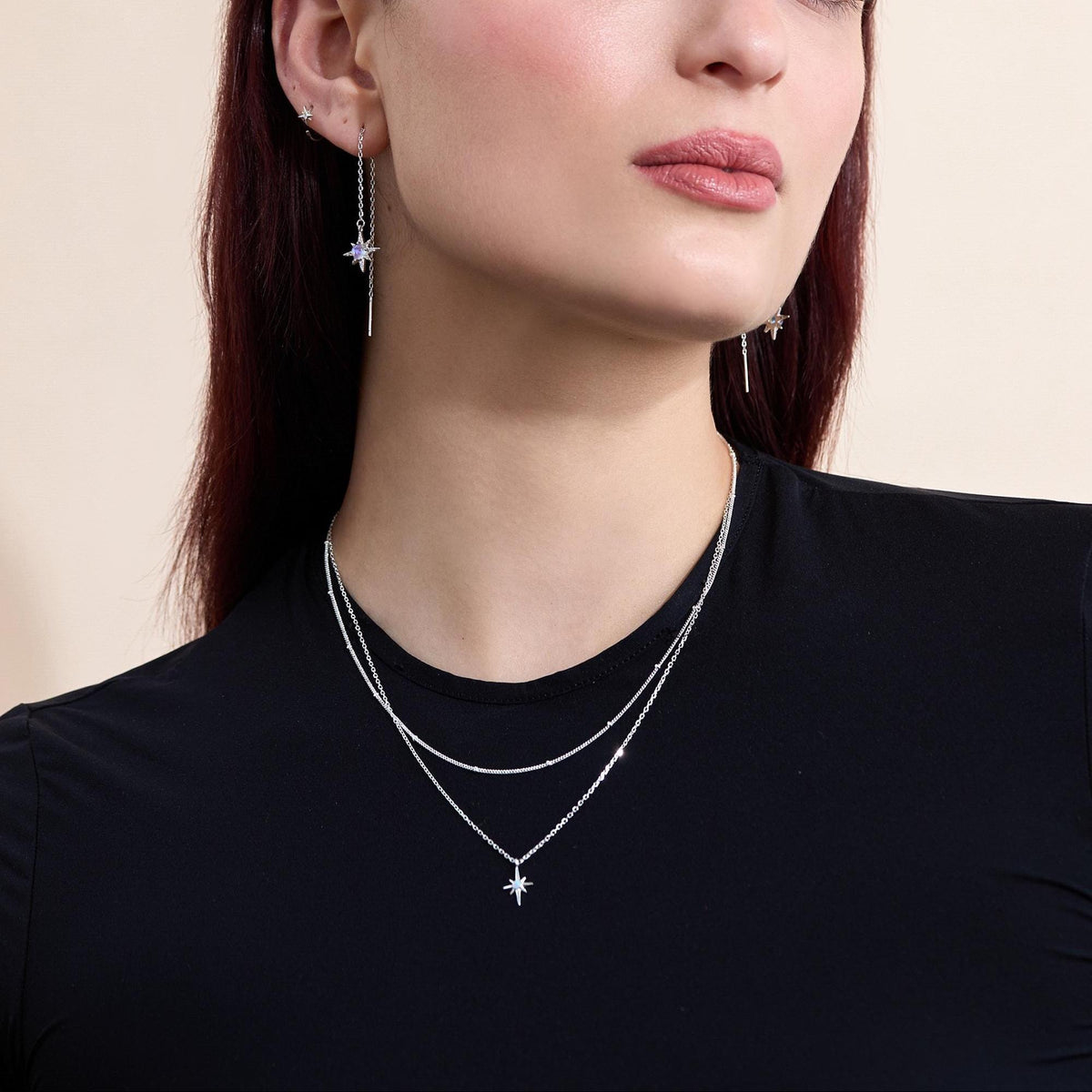 Tiny CZ North Star Pendant Necklace