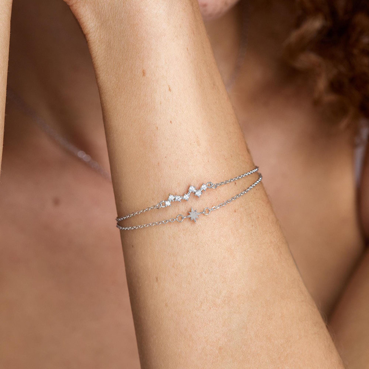 Double Layer Starburst & Constellation Charm Bracelet