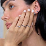 Sapphire Blue & Clear CZ Half Eternity Ring