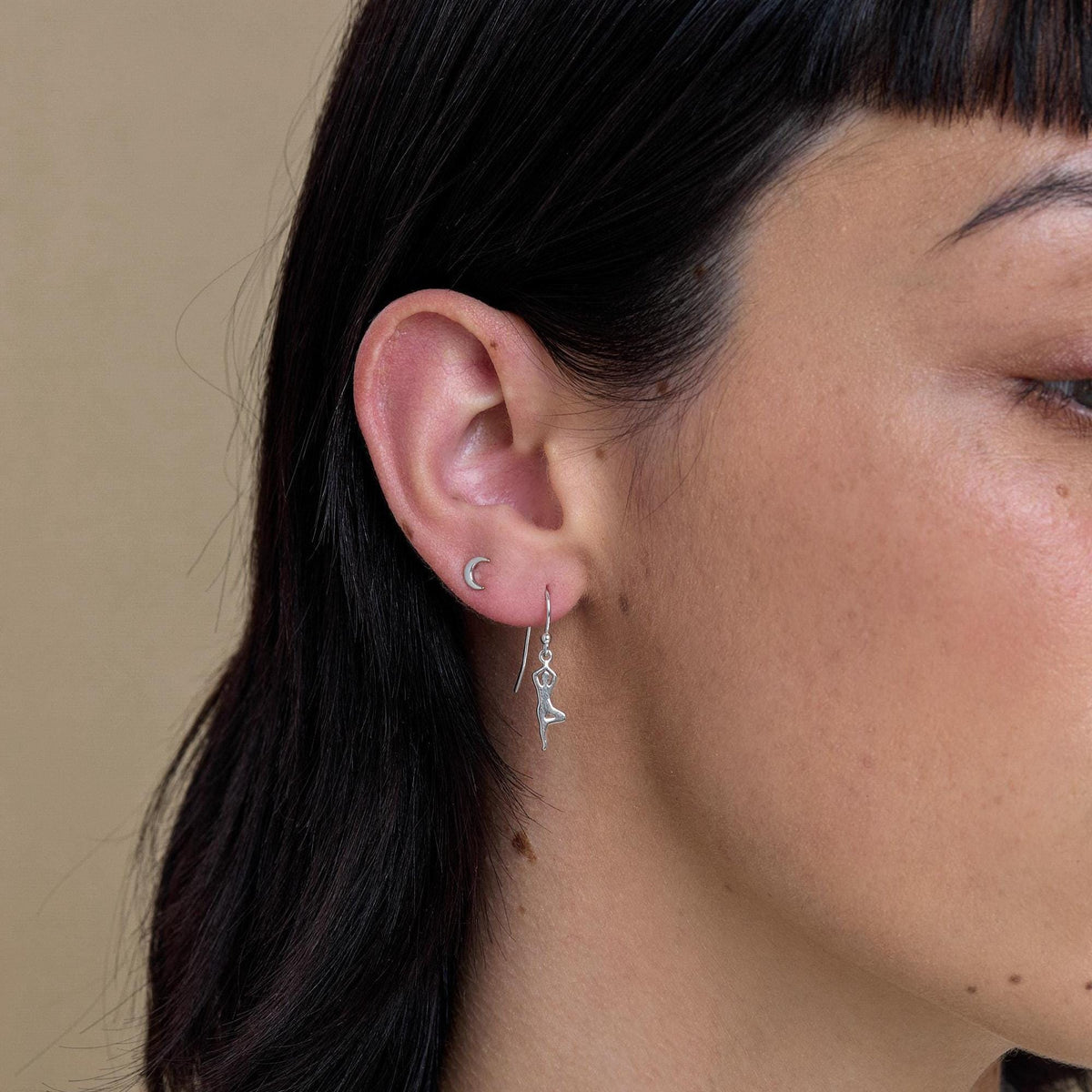 Tiny Moon Stud Earrings