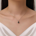 Sterling Silver Moss Agate Droplet Pendant Necklace