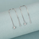 Minimalist Ball Threaders Earrings in Sterling Silver, 8cm Ball Ear Threaders, Silver, Gold or Rose Gold