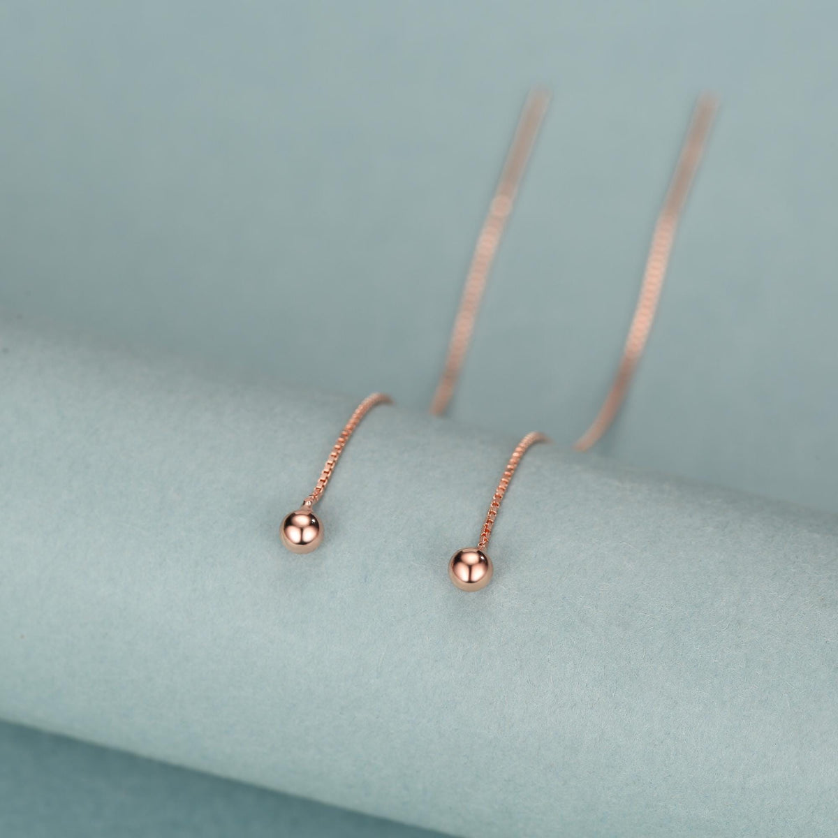 Minimalist Ball Threaders Earrings in Sterling Silver, 8cm Ball Ear Threaders, Silver, Gold or Rose Gold