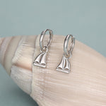 Detachable Sailing Boat Charm Huggie Hoop Earrings