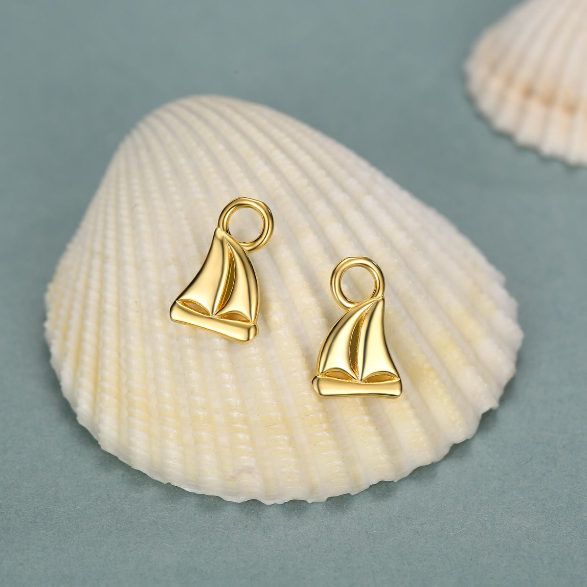 Detachable Sailing Boat Charm Huggie Hoop Earrings