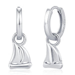 Sterling Silver Sailboat Charm Pair For Hoop Earrings
