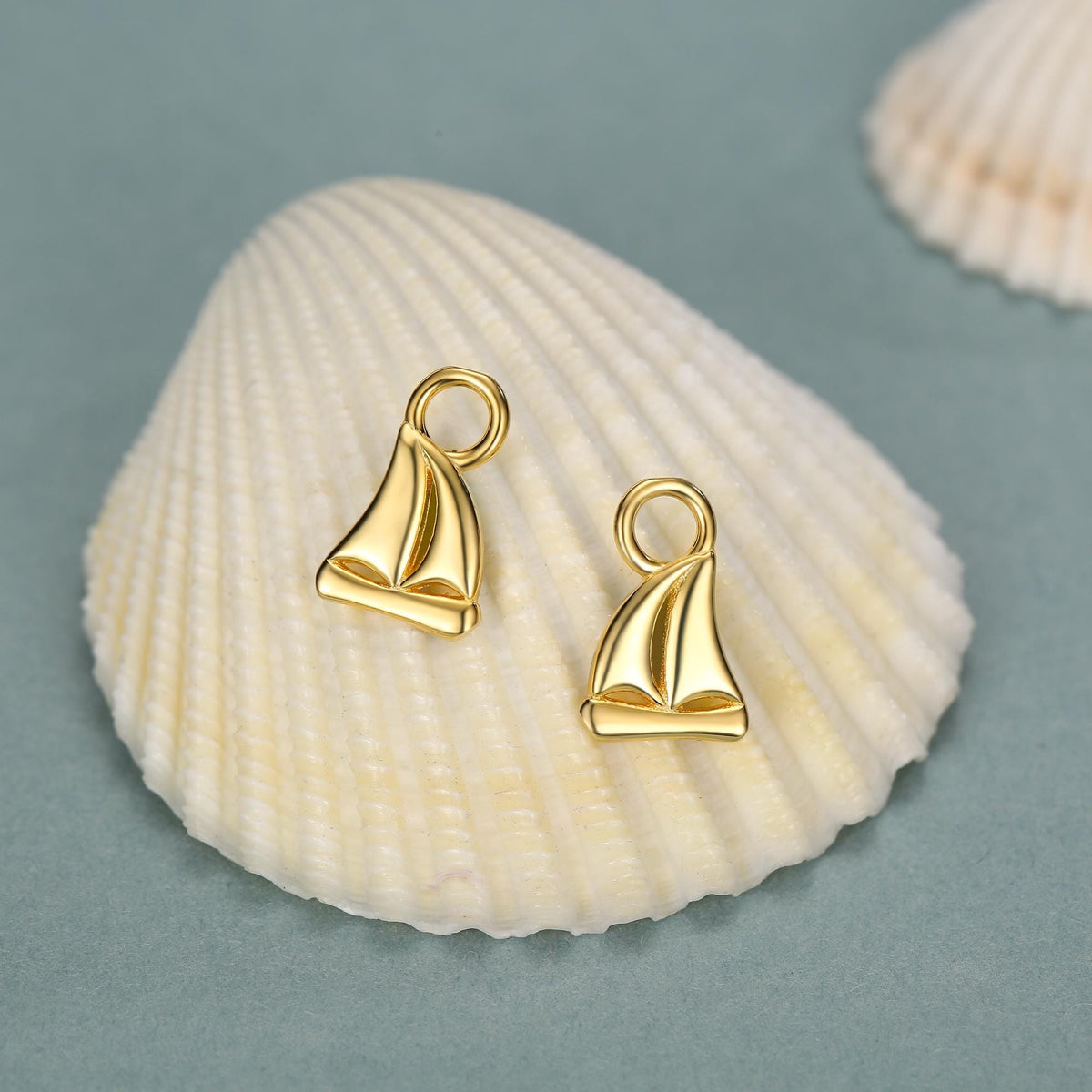 Sterling Silver Sailboat Charm Pair For Hoop Earrings