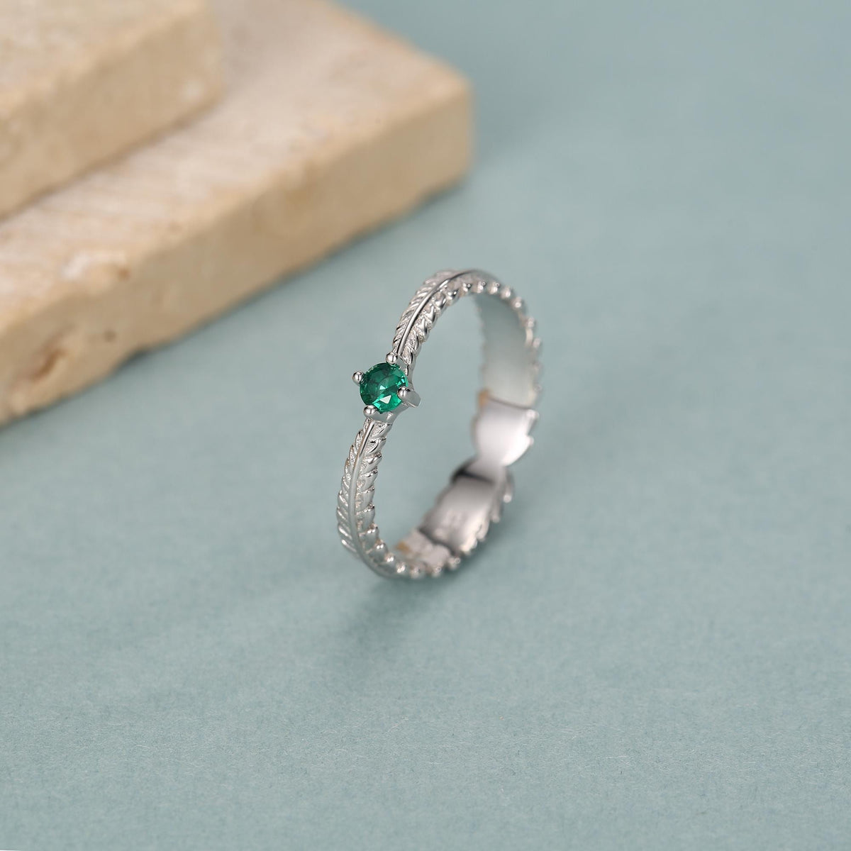Fern Leaf CZ Eternity Ring