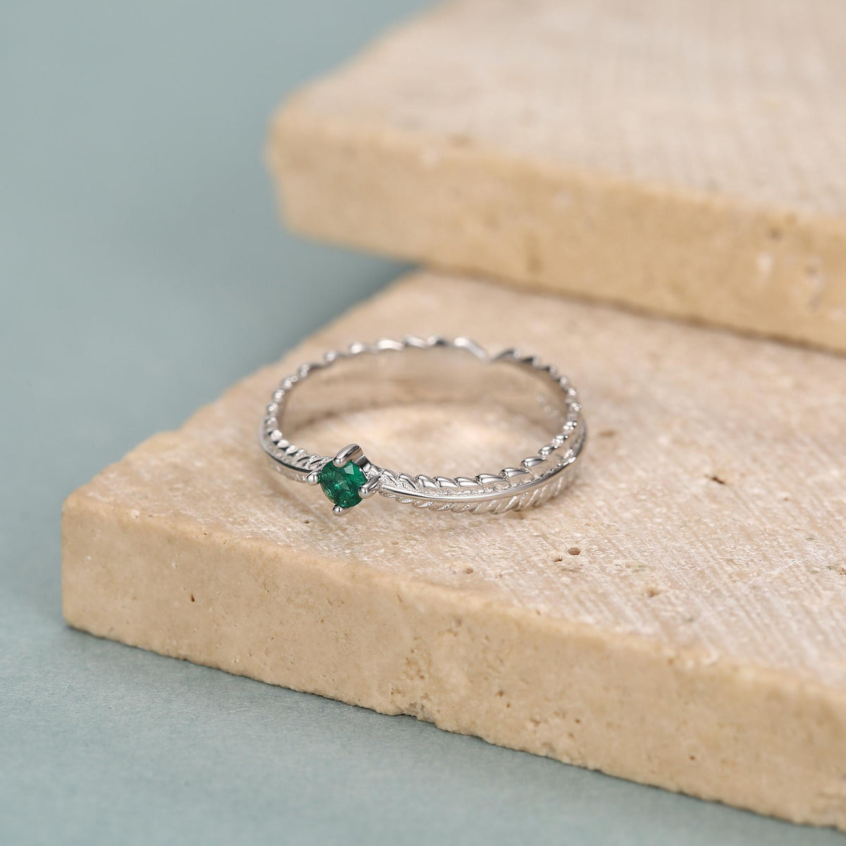 Fern Leaf CZ Eternity Ring