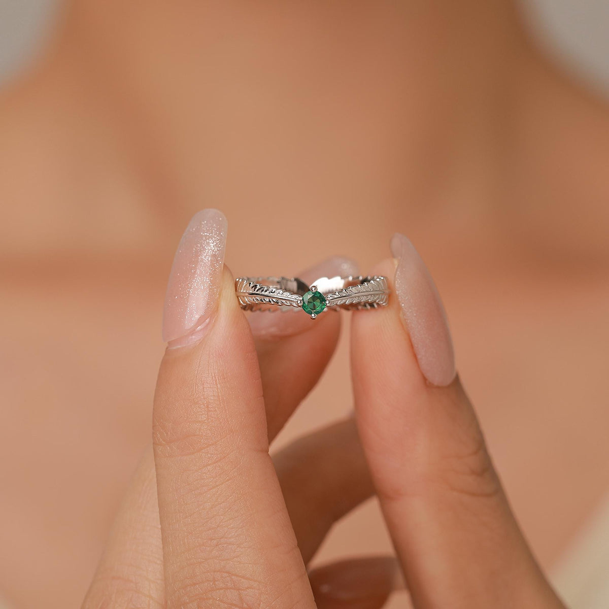 Fern Leaf CZ Eternity Ring