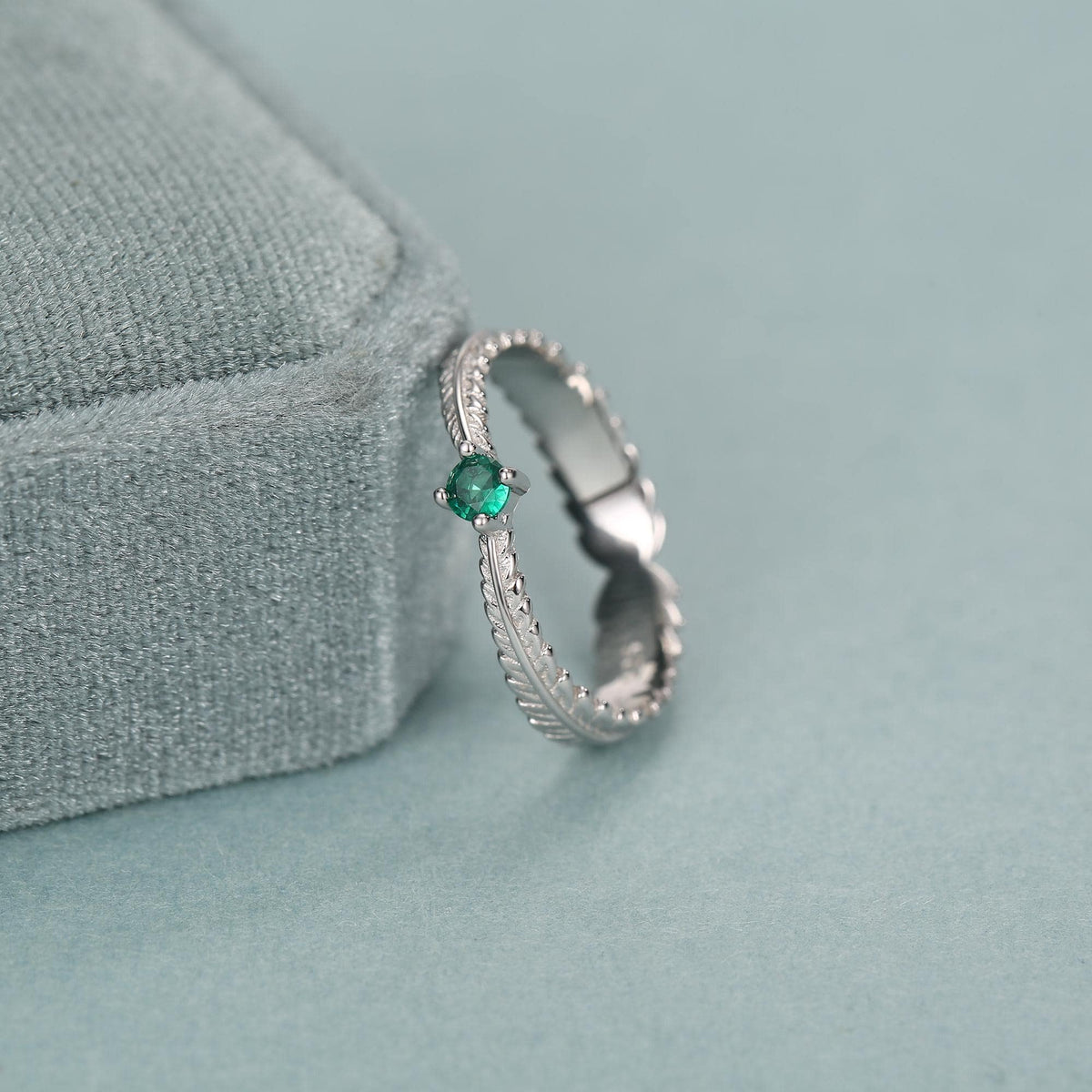 Fern Leaf CZ Eternity Ring