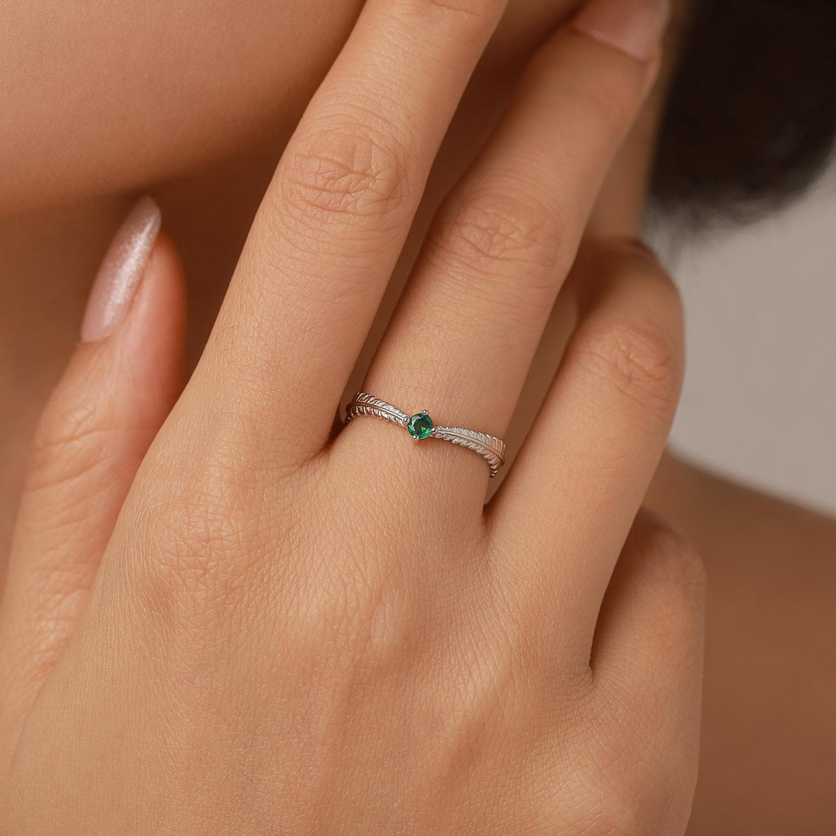 Fern Leaf CZ Eternity Ring