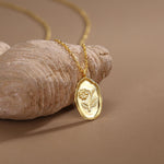 Violet Birth Flower Oval Pendant Necklace