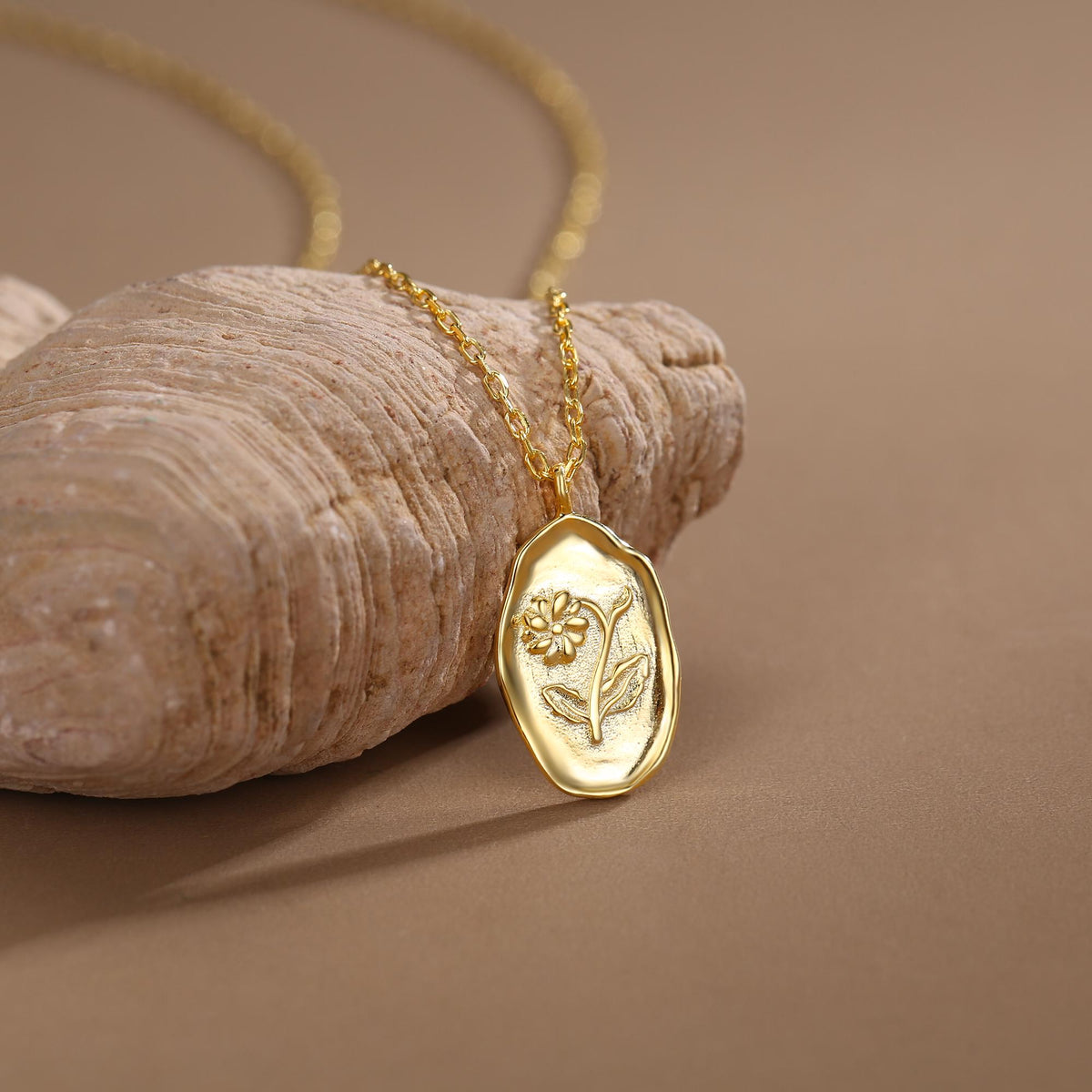 Violet Birth Flower Oval Pendant Necklace