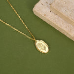Daisy Birth Flower Oval Pendant Necklace