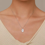 Daisy Birth Flower Oval Pendant Necklace