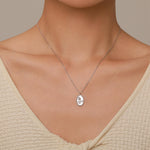 Rose Birth Flower Oval Pendant Necklace