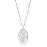 Cosmos Birth Flower Oval Pendant Necklace