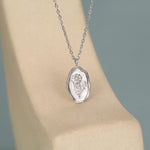 Cosmos Birth Flower Oval Pendant Necklace