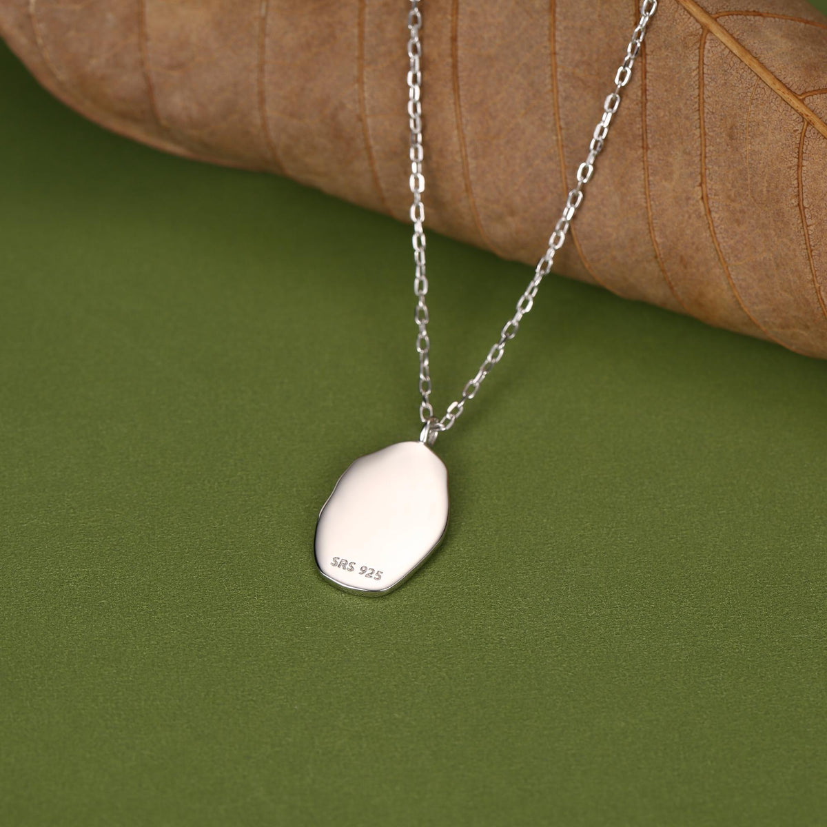 Chrysanthemum Birth Flower Oval Pendant Necklace