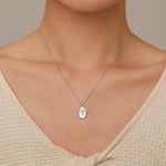 Chrysanthemum Birth Flower Oval Pendant Necklace