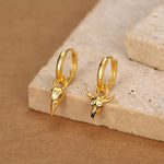Mismatched Bull Skull and Bird Skull Hoop Earrings