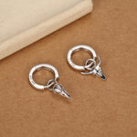 Mismatched Bull Skull and Bird Skull Hoop Earrings