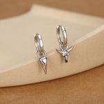 Mismatched Bull Skull and Bird Skull Hoop Earrings