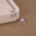 Moonstone Double Droplet Stud Earrings
