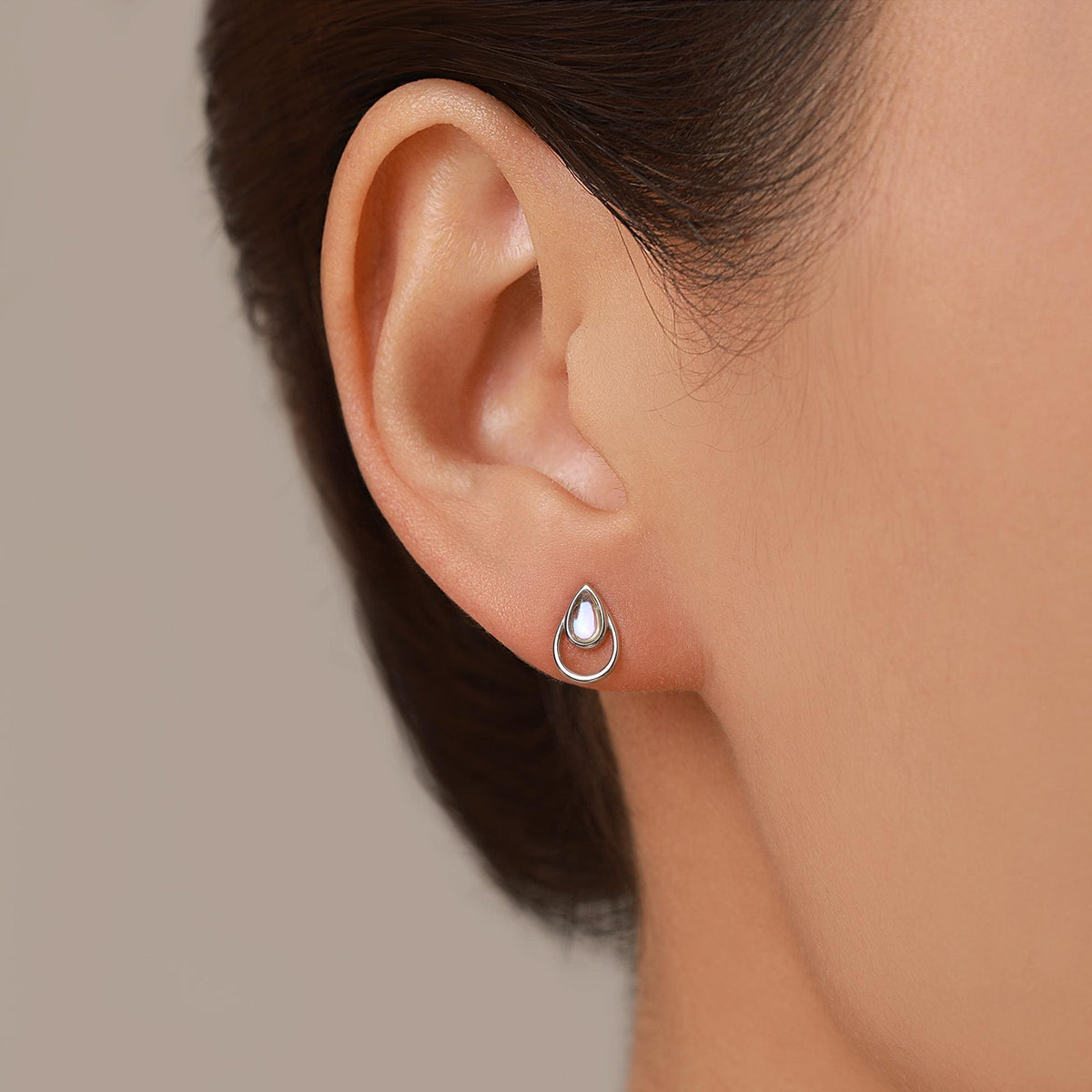 Moonstone Double Droplet Stud Earrings