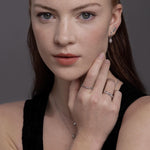 Triple Skull Motif Ring with Clear CZ