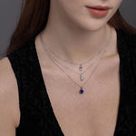 Royal Sapphire Blue CZ Pear Pendant Necklace