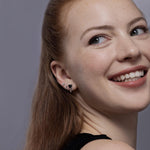 Black CZ Melting Heart Stud Earrings
