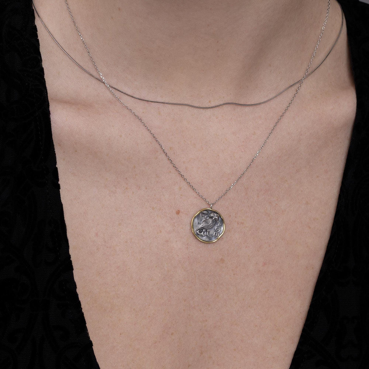 Owl of Athena Coin Pendant Necklace