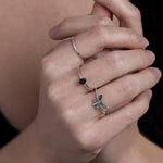Black Onyx Prong Set Pear Cut Droplet Gemstone Ring