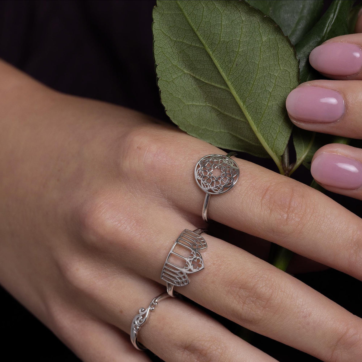 Sterling Silver Mandala Cut Out Open Ring