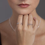 Howling Wolf and Moon Open Ring