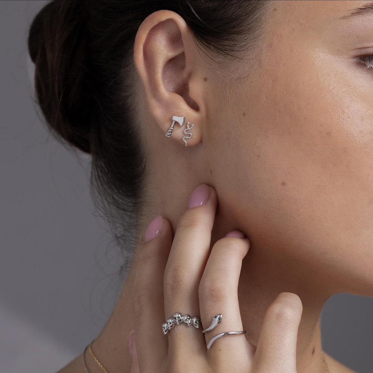 Double Headed Snake Stud Earrings