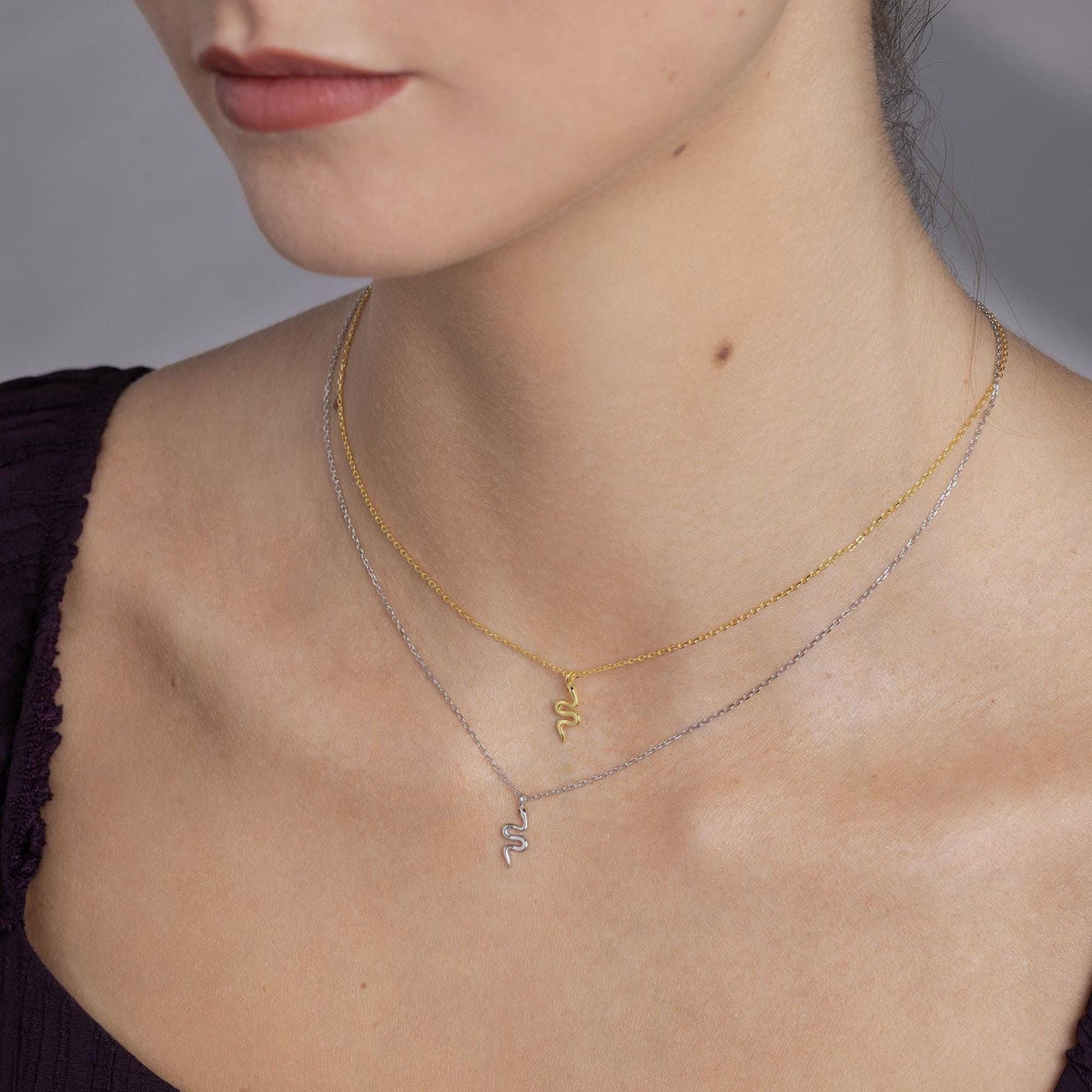 Tiny Snake Pendant Necklace