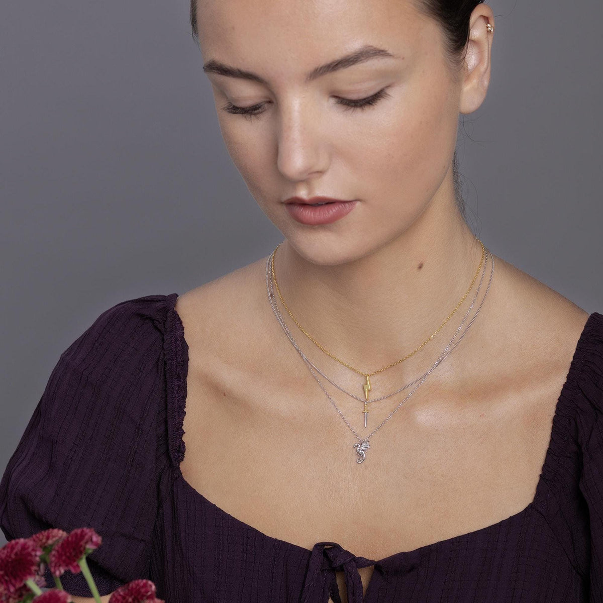 Tiny Lightning Bolt Pendant Necklace