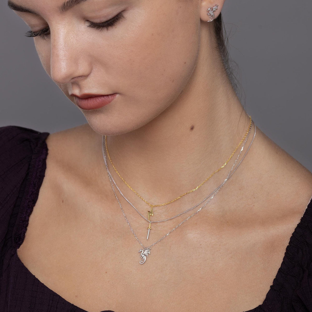 Tiny Lightning Bolt Pendant Necklace