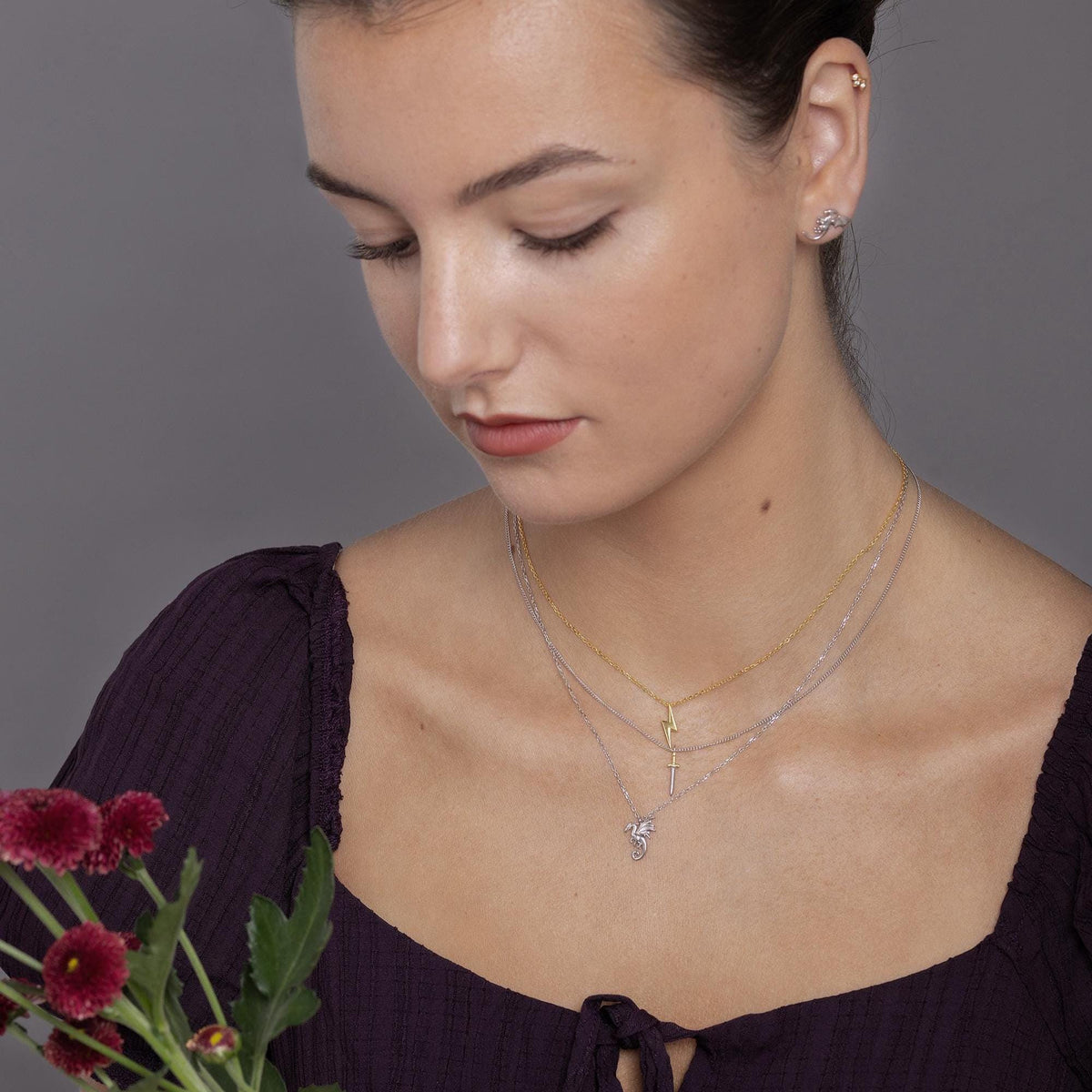 Tiny Lightning Bolt Pendant Necklace