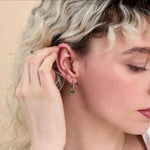 Green Jade Coin Detachable Hoop Earrings