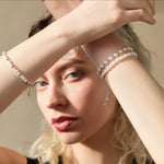 7mm Baroque Pearl Beaded Bracelet with Pearl Drop Clasp