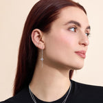 Moonstone and CZ Starburst Threader Earrings in Sterling Silver, Silver or Gold or rose gold , North Star Ear Threaders