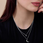 Moon and Star Layered Pendant Necklace