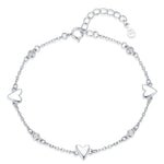 CZ Heart Trio Charm Bracelet