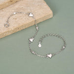 CZ Heart Trio Charm Bracelet